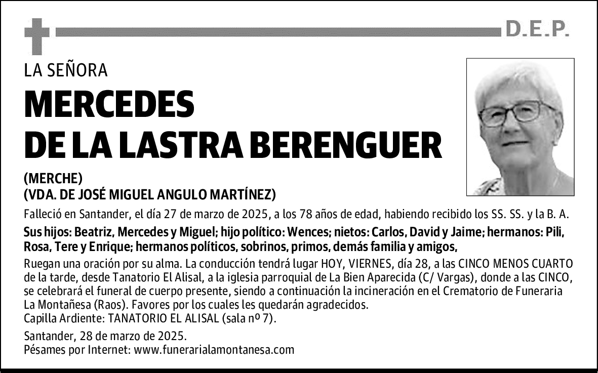 MERCEDES DE LA LASTRA BERENGUER