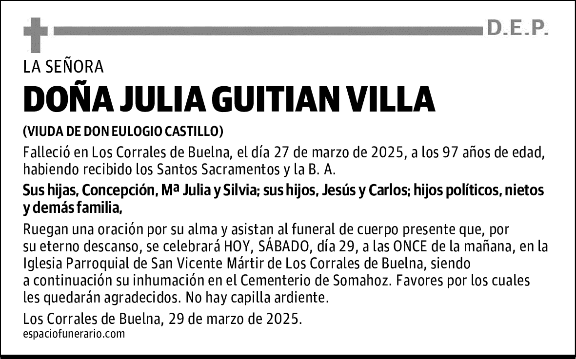 DOÑA JULIA GUITIAN VILLA