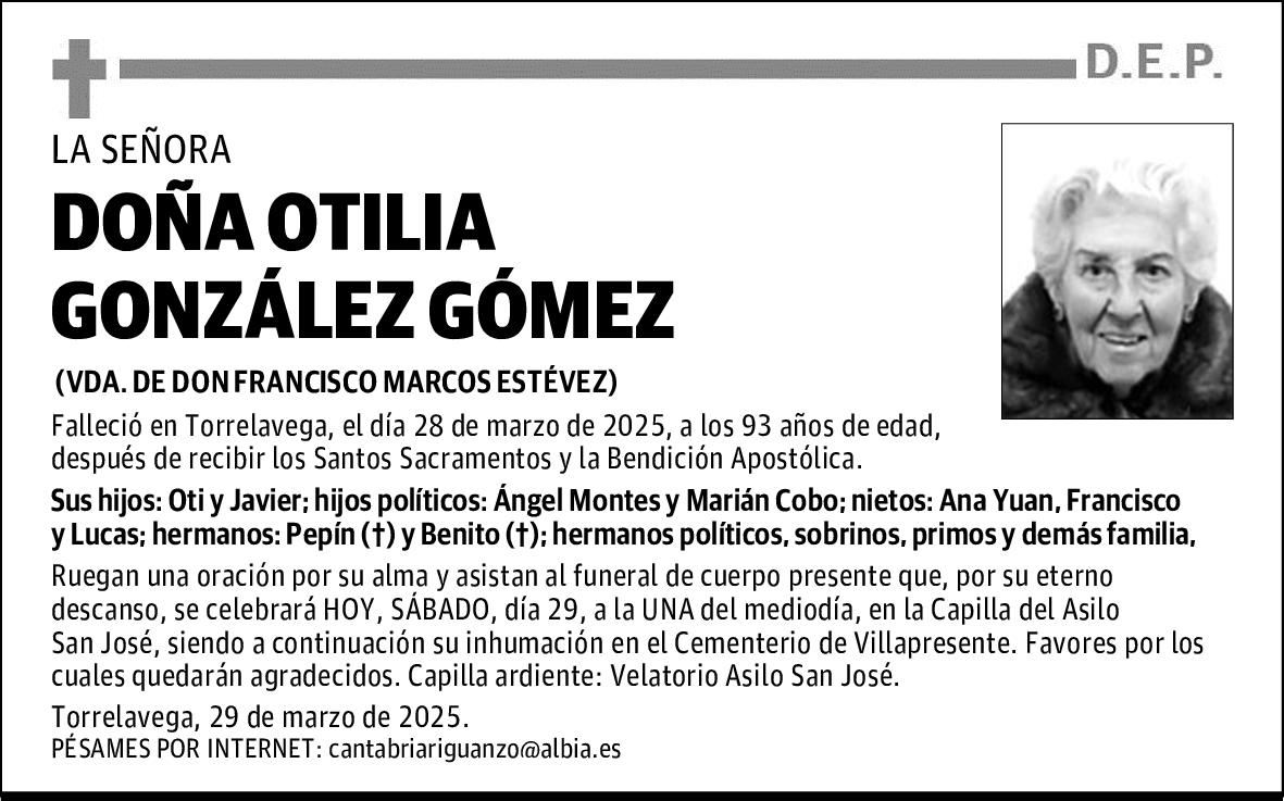 DOÑA OTILIA GONZÁLEZ GÓMEZ