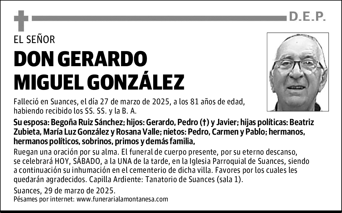 DON GERARDO MIGUEL GONZÁLEZ