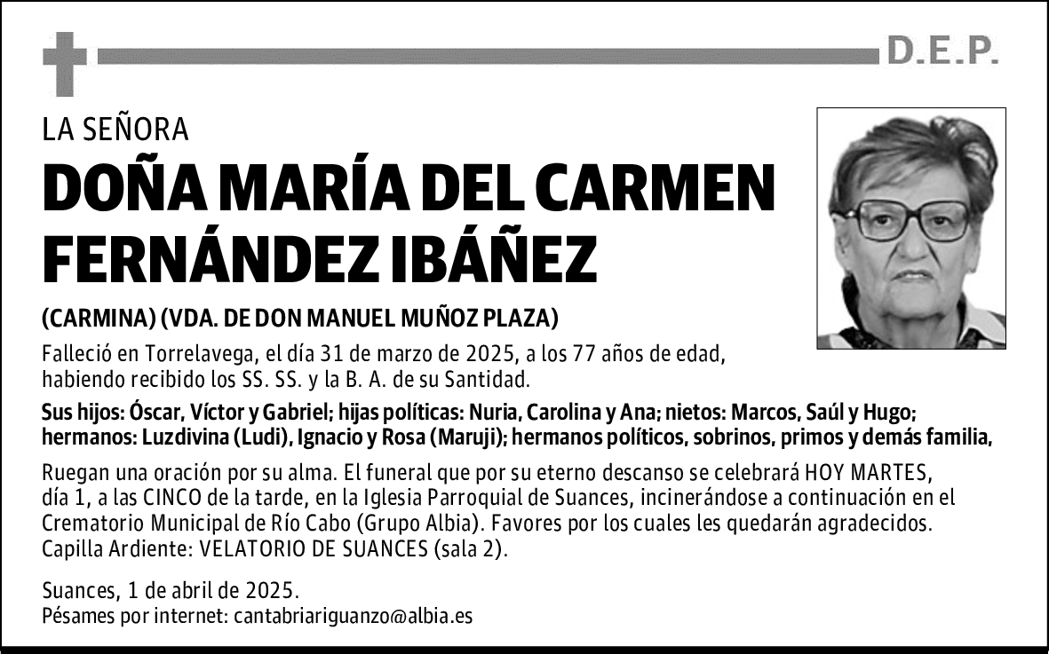 DOÑA MARÍA DEL CARMEN FERNÁNDEZ IBÁÑEZ