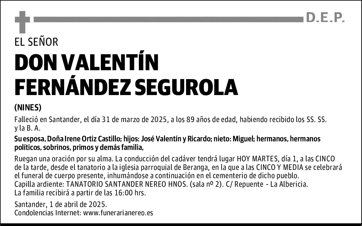 DON VALENTÍN FERNÁNDEZ SEGUROLA