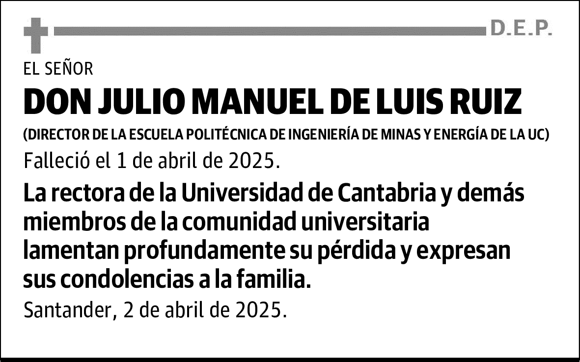 DON JULIO MANUEL DE LUIS RUIZ