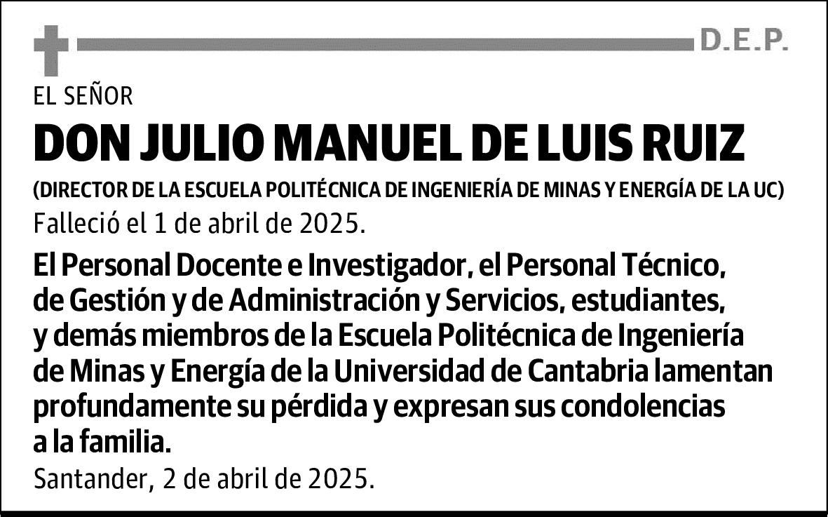 DON JULIO MANUEL DE LUIS RUIZ