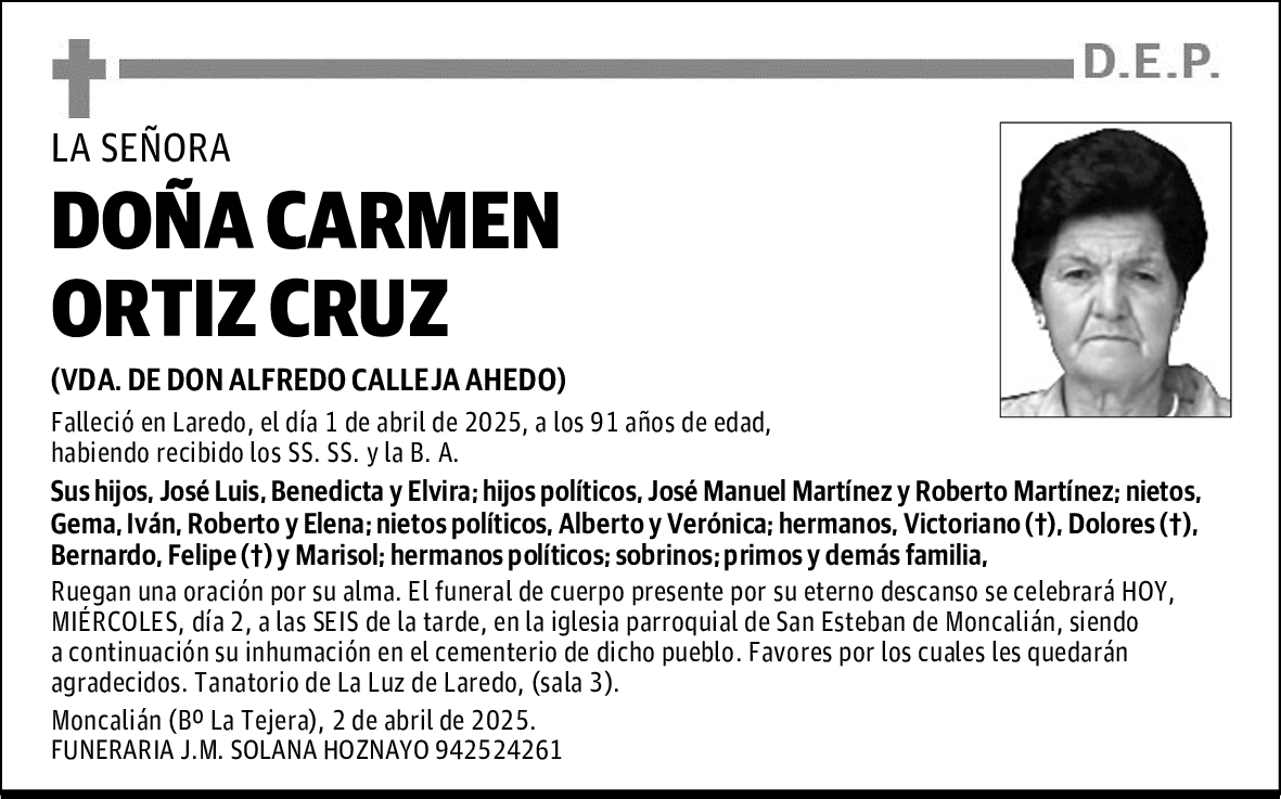 DOÑA CARMEN ORTIZ CRUZ