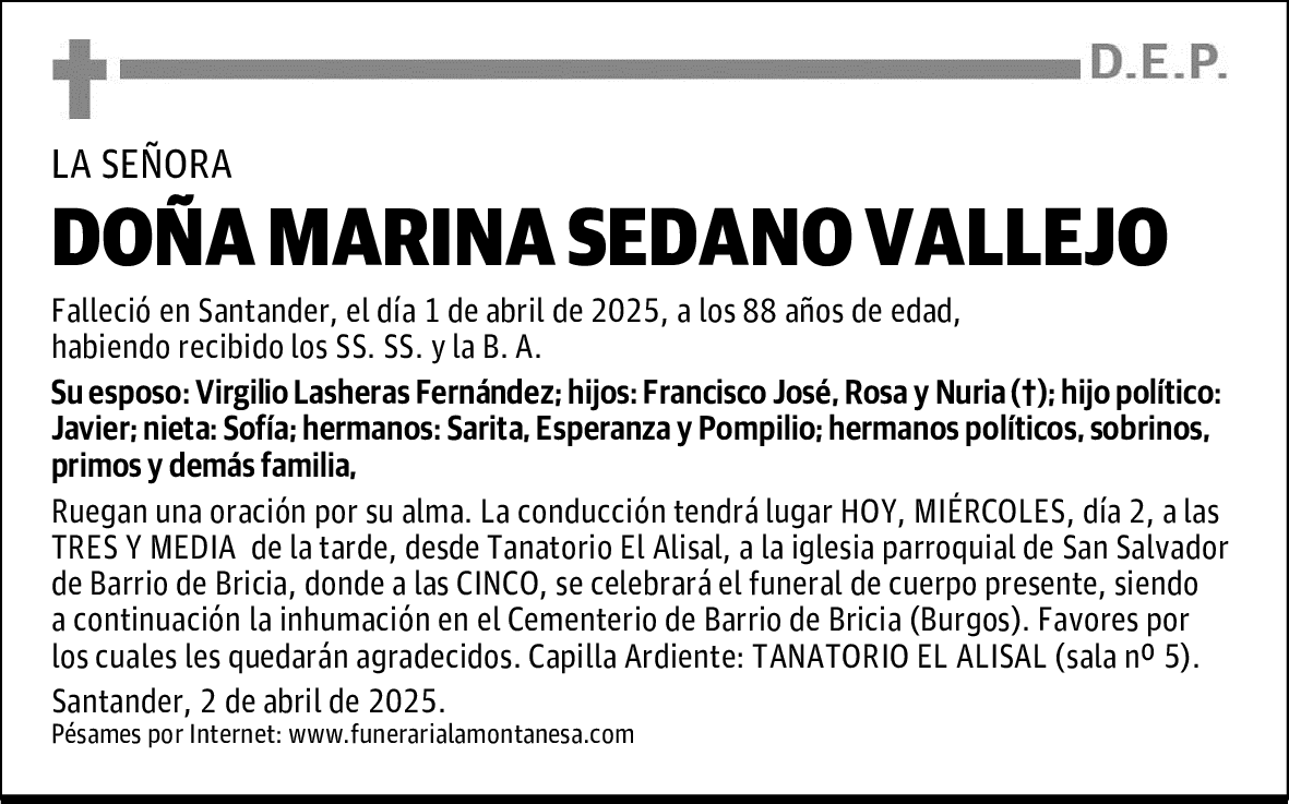 DOÑA MARINA SEDANO VALLEJO