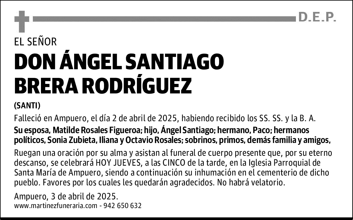 DON ÁNGEL SANTIAGO BRERA RODRÍGUEZ
