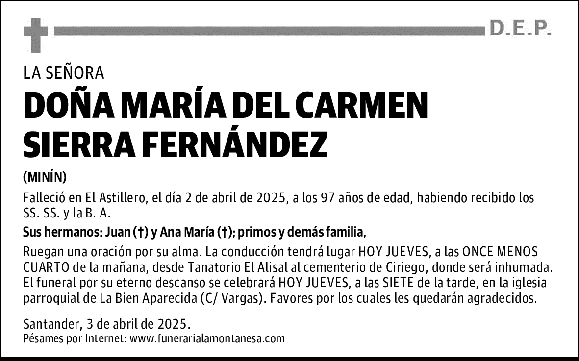 DOÑA MARÍA DEL CARMEN SIERRA FERNÁNDEZ