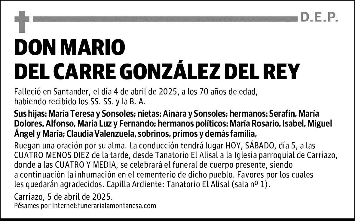 DON MARIO DEL CARRE GONZÁLEZ DEL REY