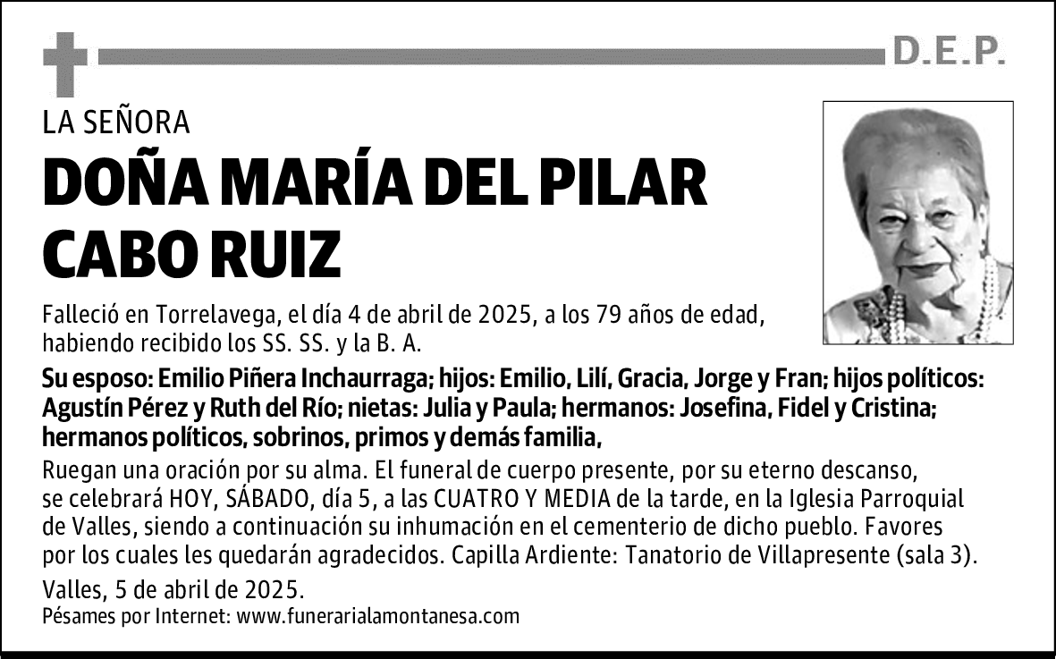 DOÑA MARÍA DEL PILAR CABO RUIZ