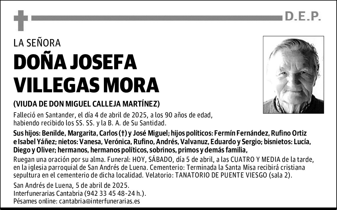 DOÑA JOSEFA VILLEGAS MORA