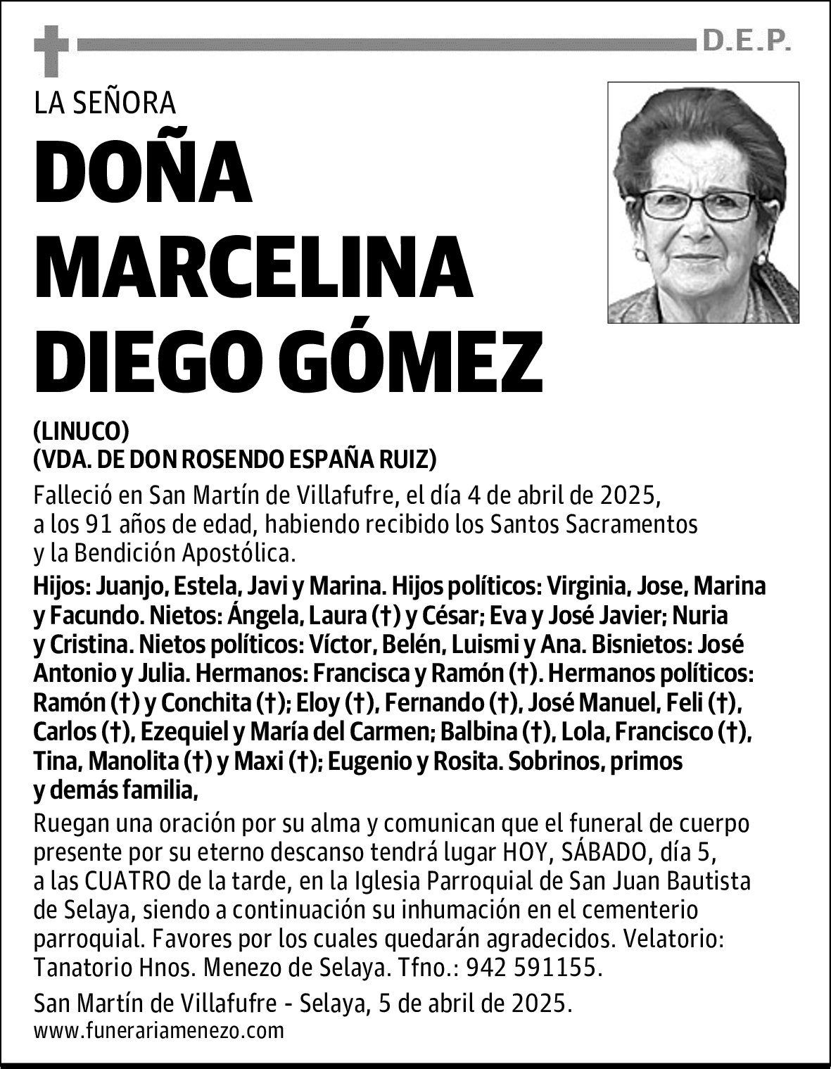 DOÑA MARCELINA DIEGO GÓMEZ