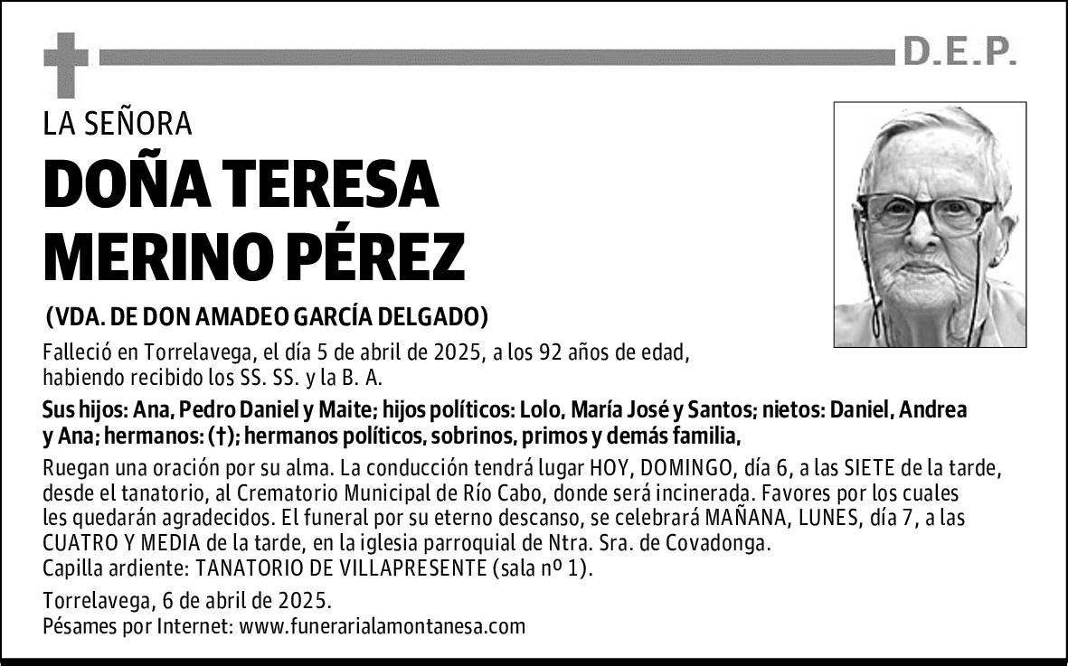DOÑA TERESA MERINO PÉREZ