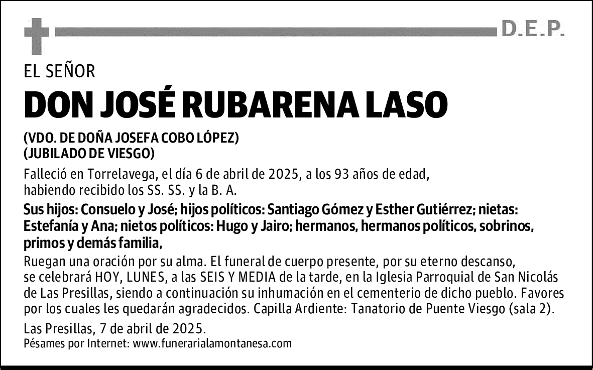 DON JOSÉ RUBARENA LASO