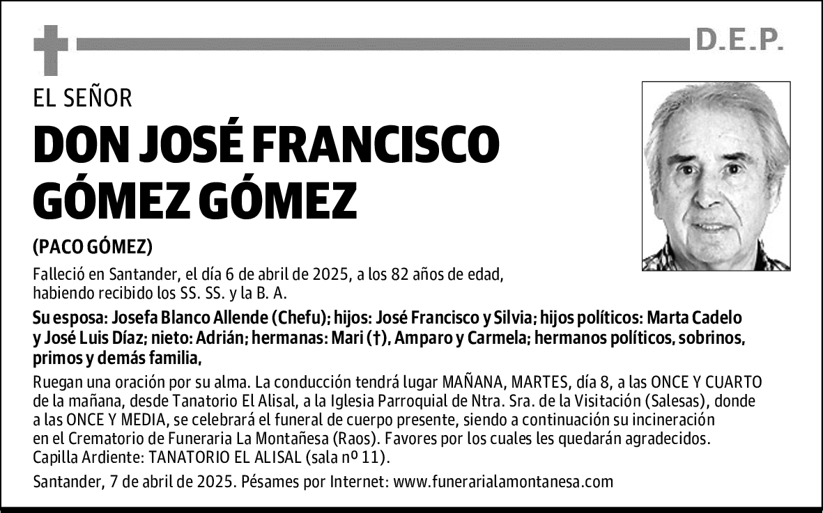 DON JOSÉ FRANCISCO GÓMEZ GÓMEZ