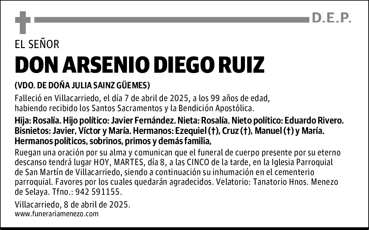 DON ARSENIO DIEGO RUIZ