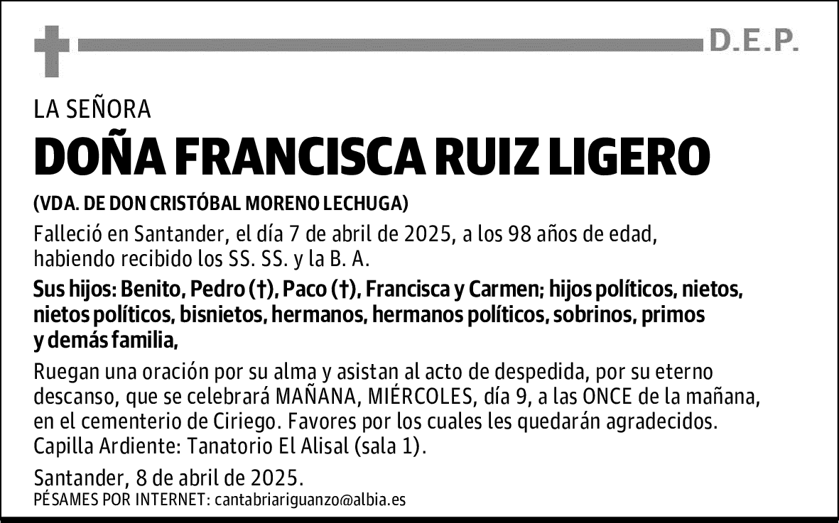 DOÑA FRANCISCA RUIZ LIGERO