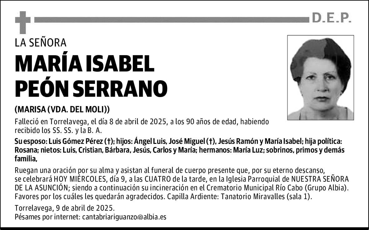 MARÍA ISABEL PEÓN SERRANO