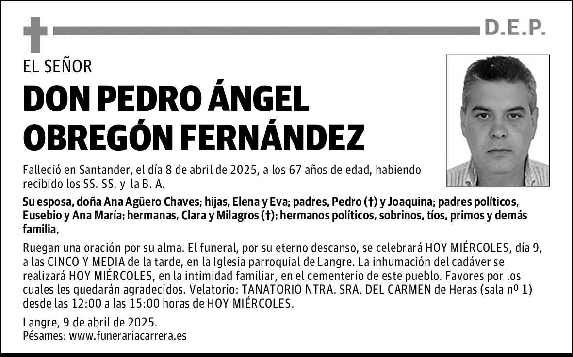 DON PEDRO ÁNGEL OBREGÓN FERNÁNDEZ