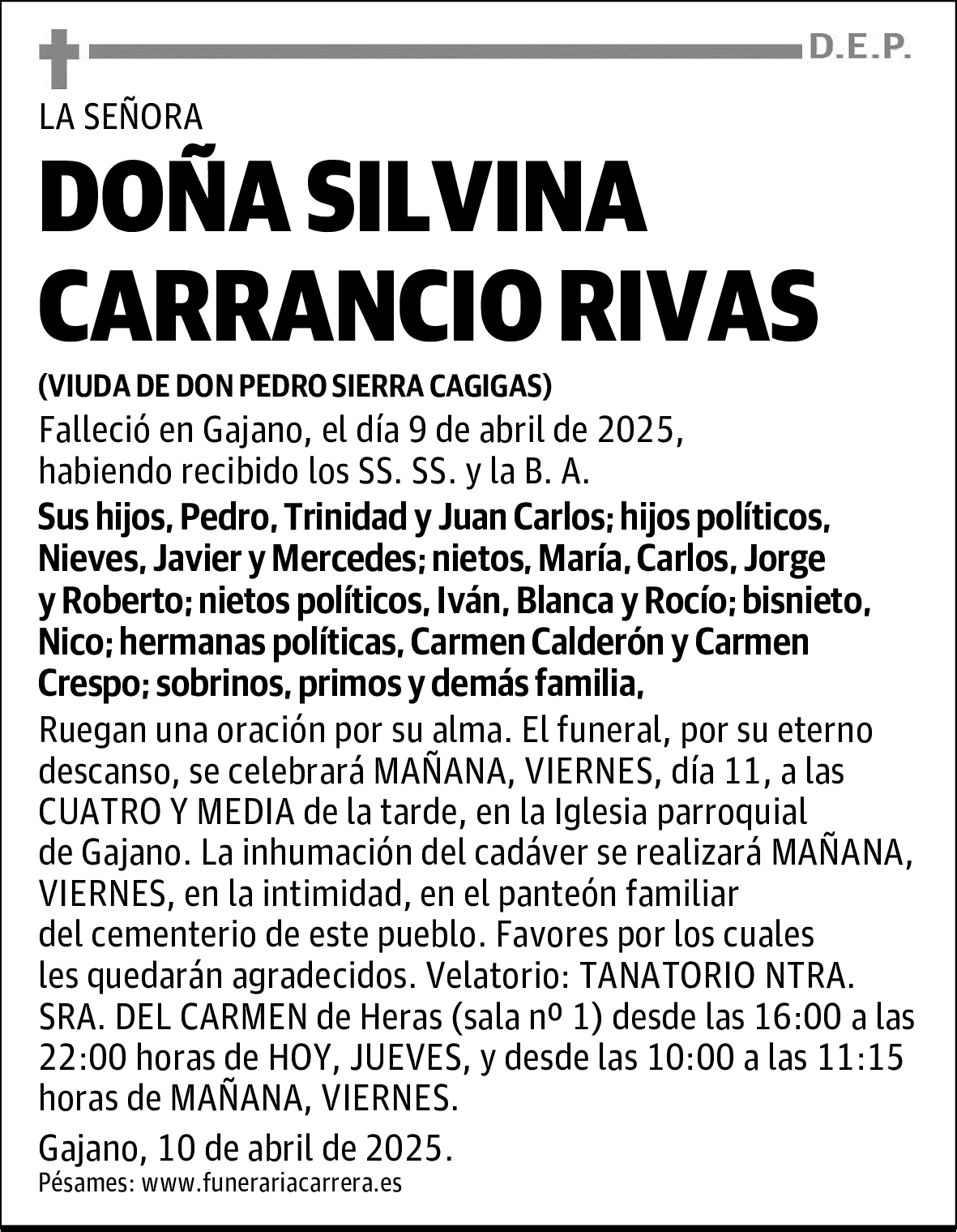 DOÑA SILVINA CARRANCIO RIVAS