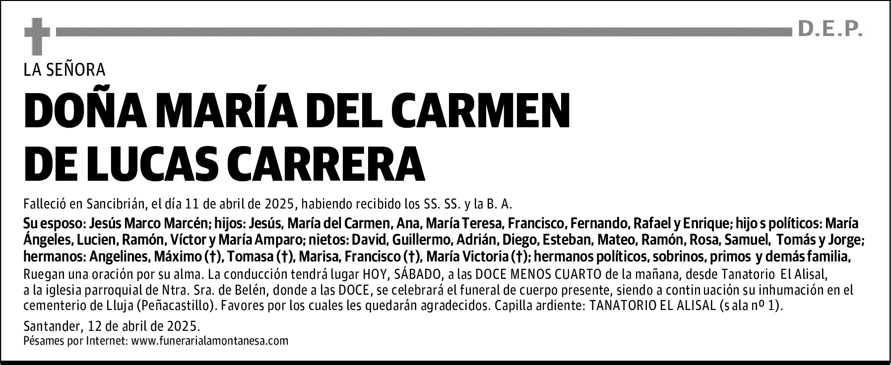 DOÑA MARÍA DEL CARMEN DE LUCAS CARRERA