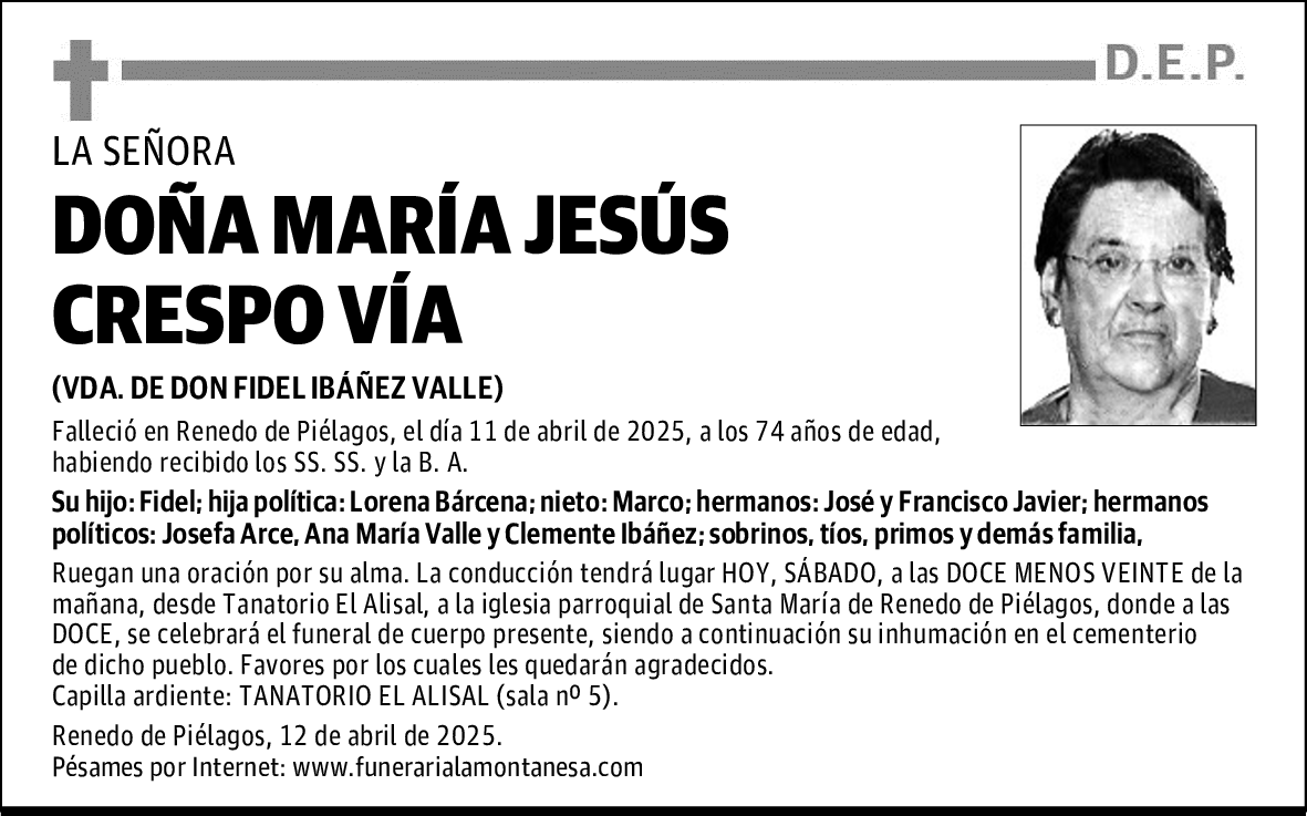 DOÑA MARÍA JESÚS CRESPO VÍA