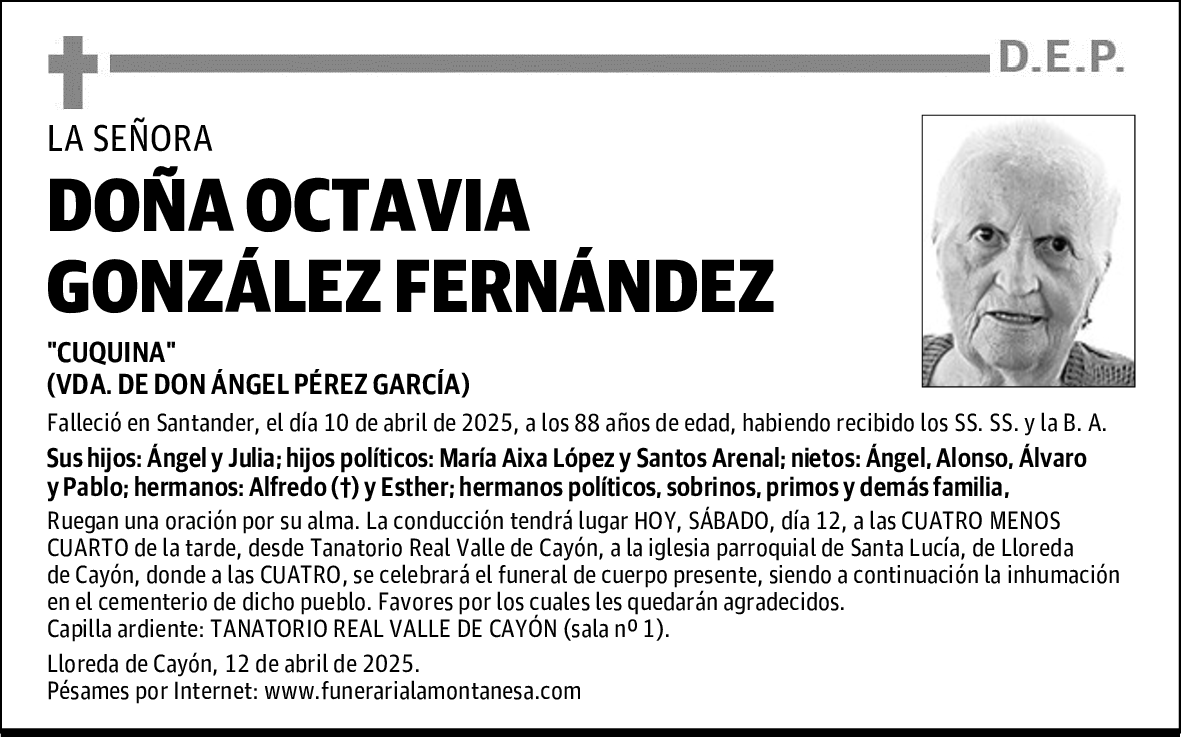 DOÑA OCTAVIA GONZÁLEZ FERNÁNDEZ