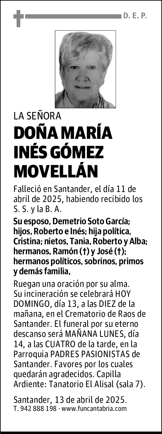 DOÑA MARÍA INÉS GÓMEZ MOVELLÁN