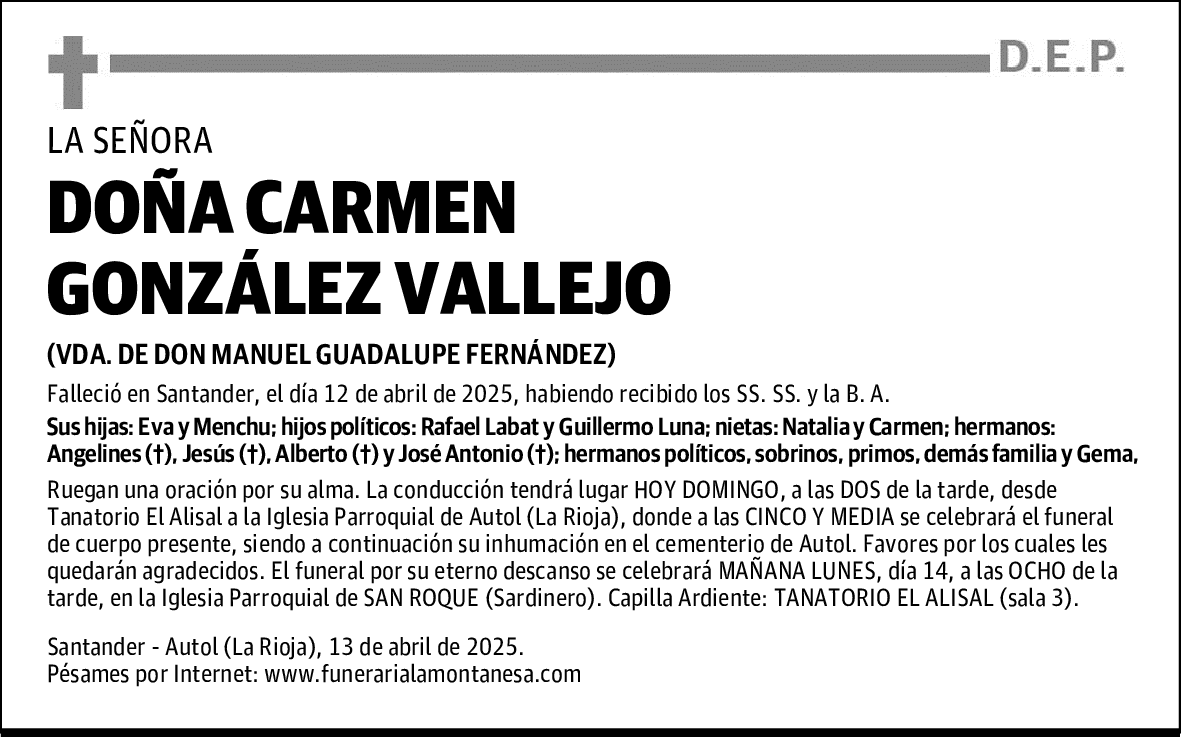 DOÑA CARMEN GONZÁLEZ VALLEJO