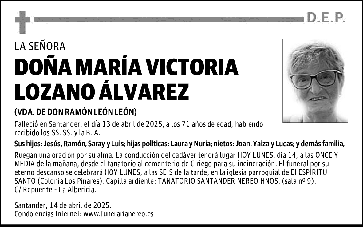 DOÑA MARÍA VICTORIA LOZANO ÁLVAREZ