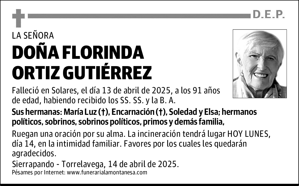 DOÑA FLORINDA ORTIZ GUTIÉRREZ