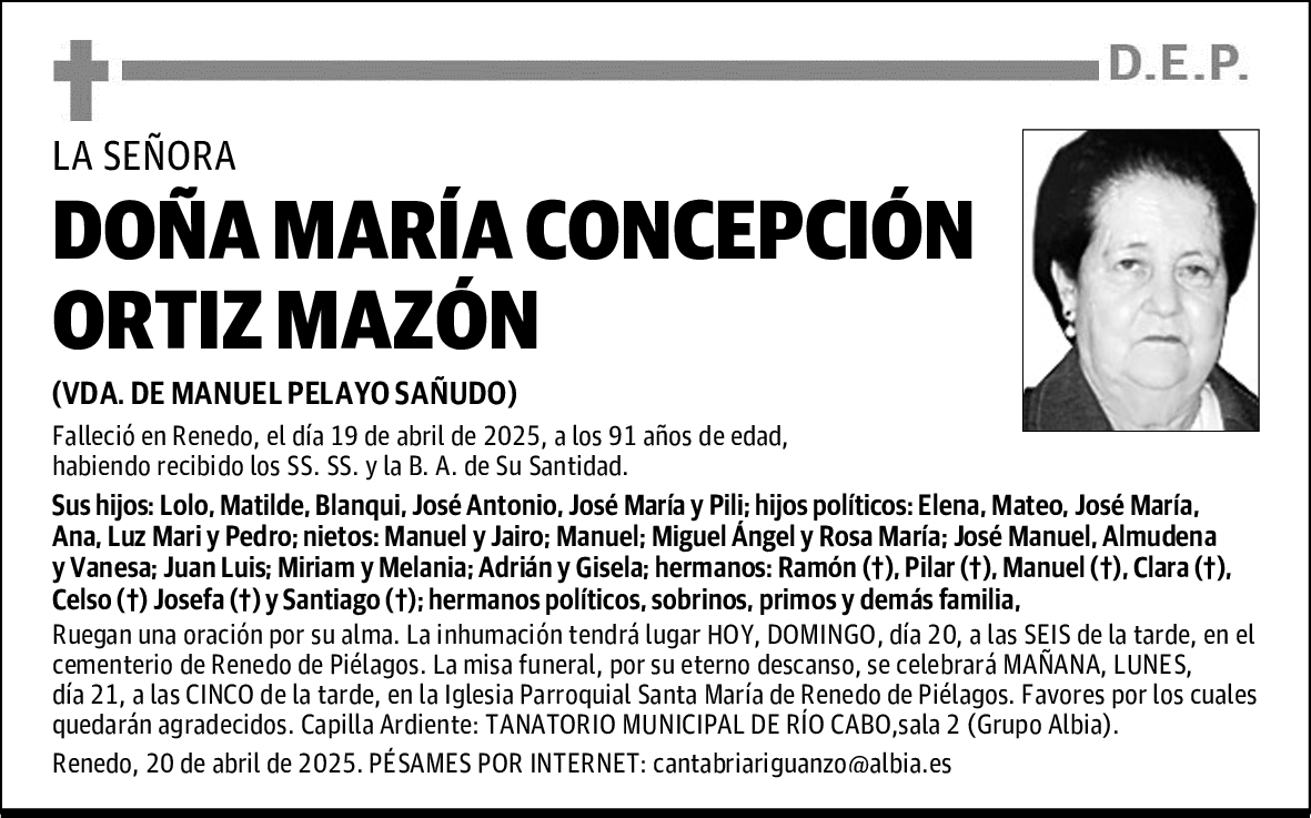 DOÑA MARÍA CONCEPCIÓN ORTIZ MAZÓN