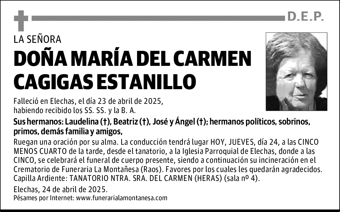 DOÑA MARÍA DEL CARMEN CAGIGAS ESTANILLO