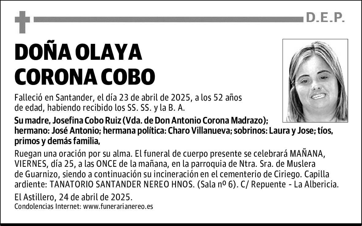 DOÑA OLAYA CORONA COBO