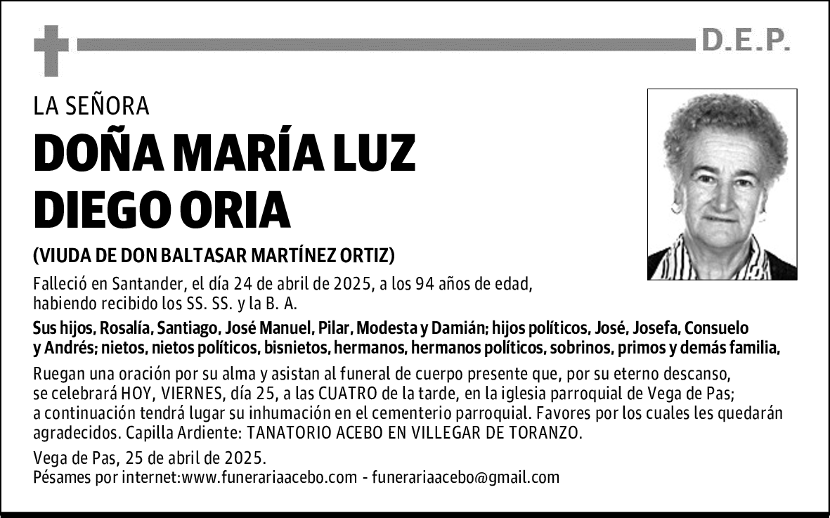 DOÑA MARÍA LUZ DIEGO ORIA