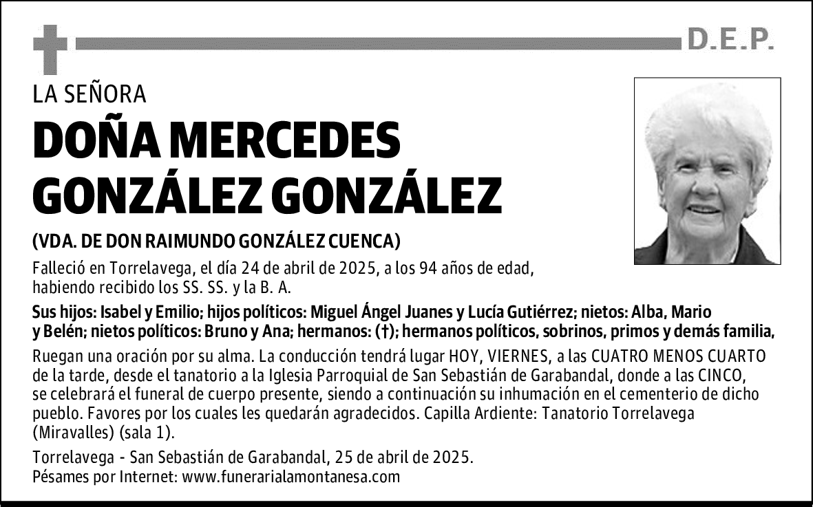 DOÑA MERCEDES GONZÁLEZ GONZÁLEZ