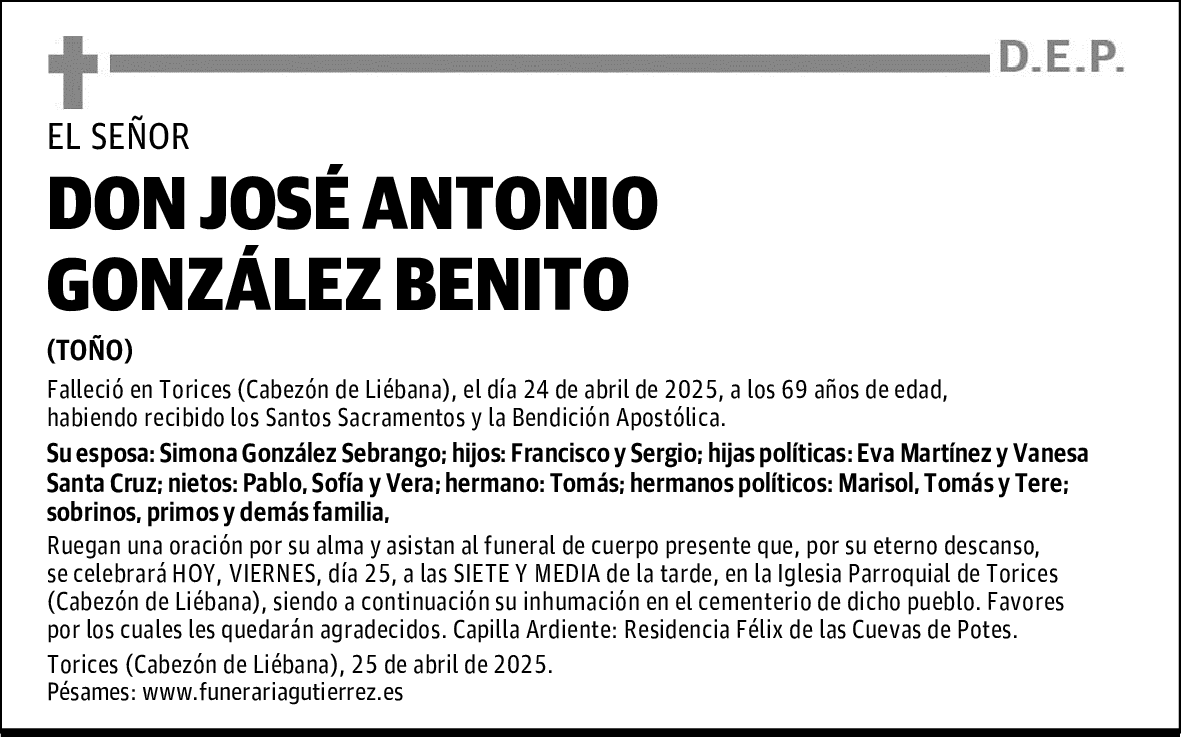 DON JOSÉ ANTONIO GONZÁLEZ BENITO