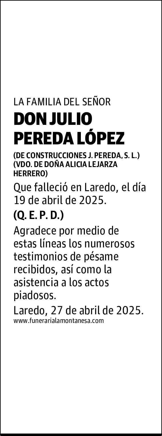 DON JULIO PEREDA LÓPEZ