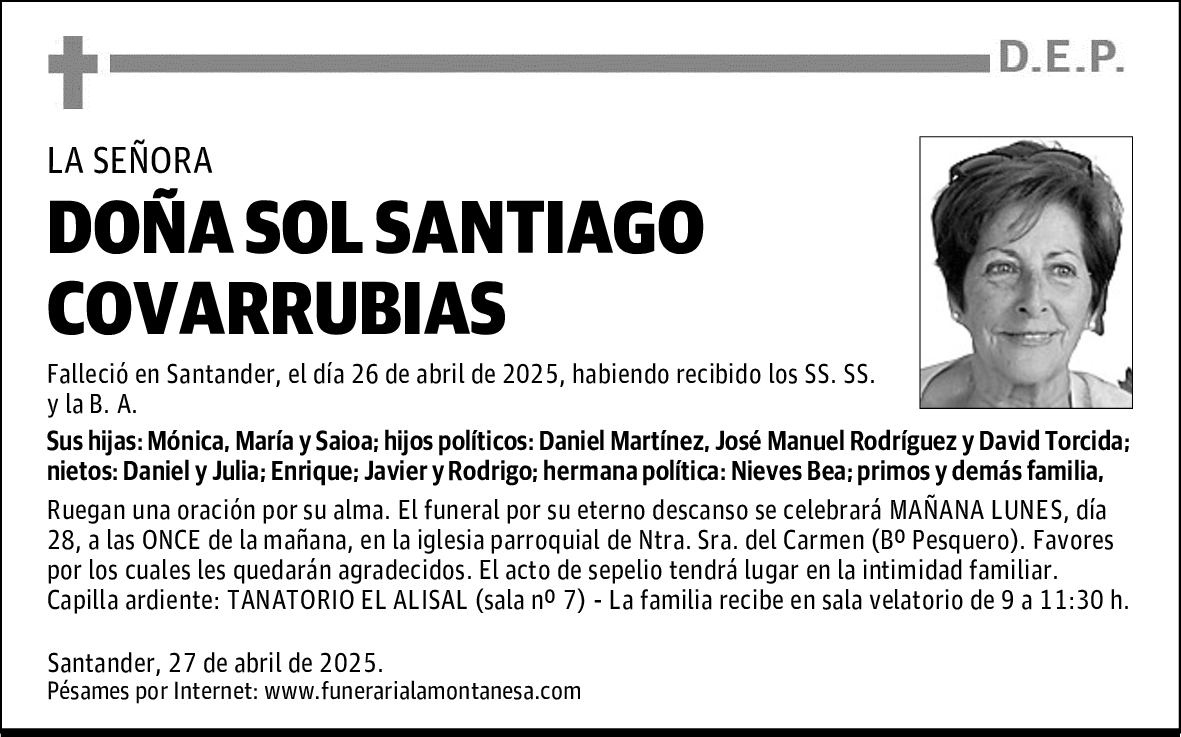 DOÑA SOL SANTIAGO COVARRUBIAS