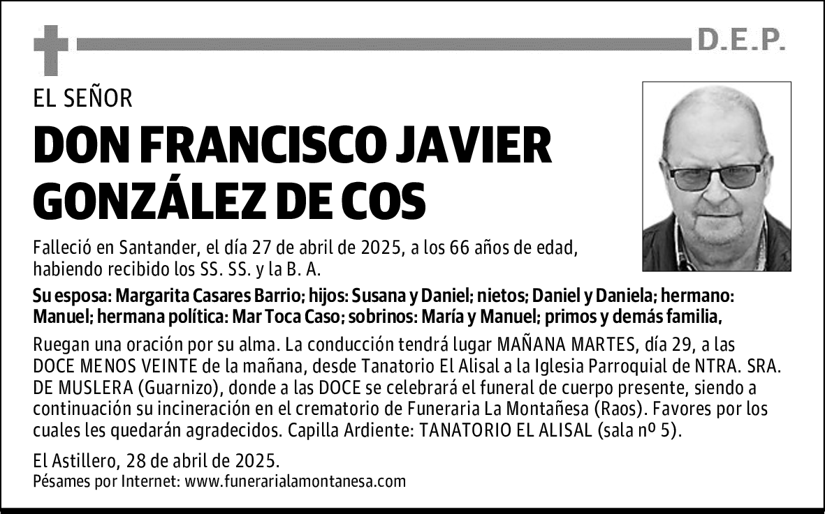 DON FRANCISCO JAVIER GONZÁLEZ DE COS