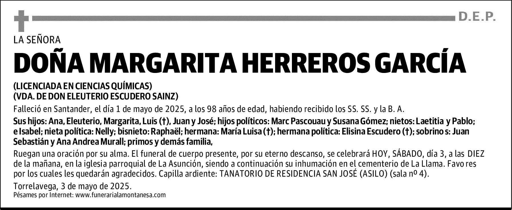 DOÑA MARGARITA HERREROS GARCÍA