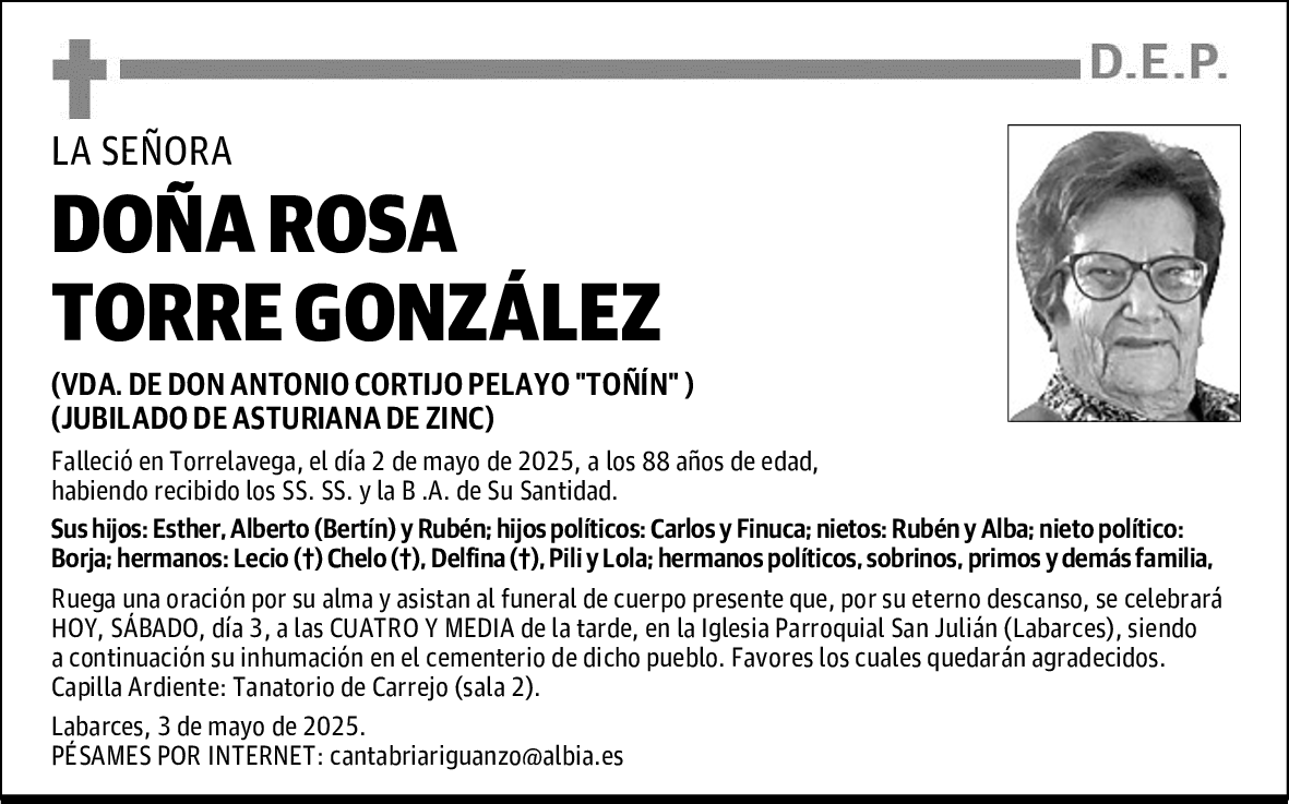 DOÑA ROSA TORRE GONZÁLEZ