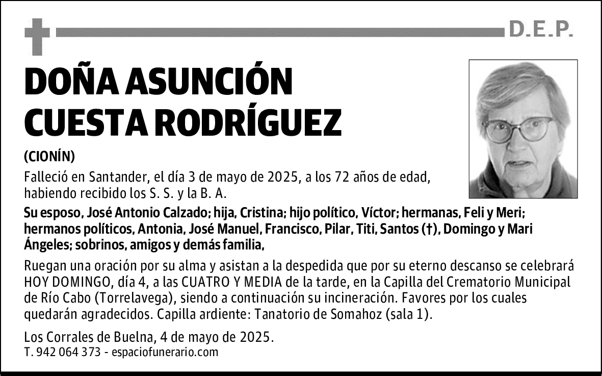 DOÑA ASUNCIÓN CUESTA RODRÍGUEZ
