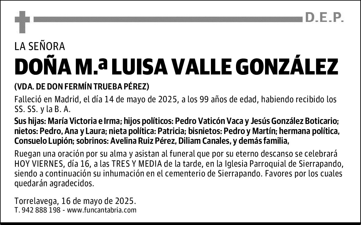DOÑA M.ª LUISA VALLE GONZÁLEZ