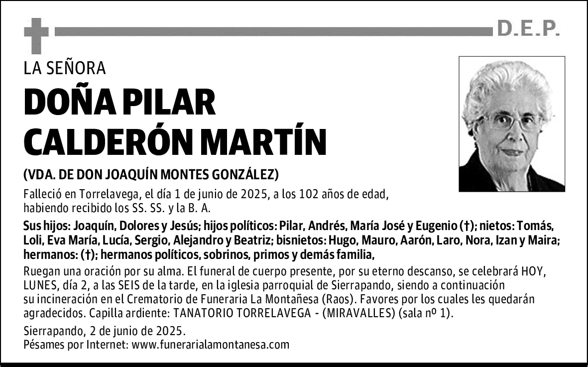 DOÑA PILAR CALDERÓN MARTÍN