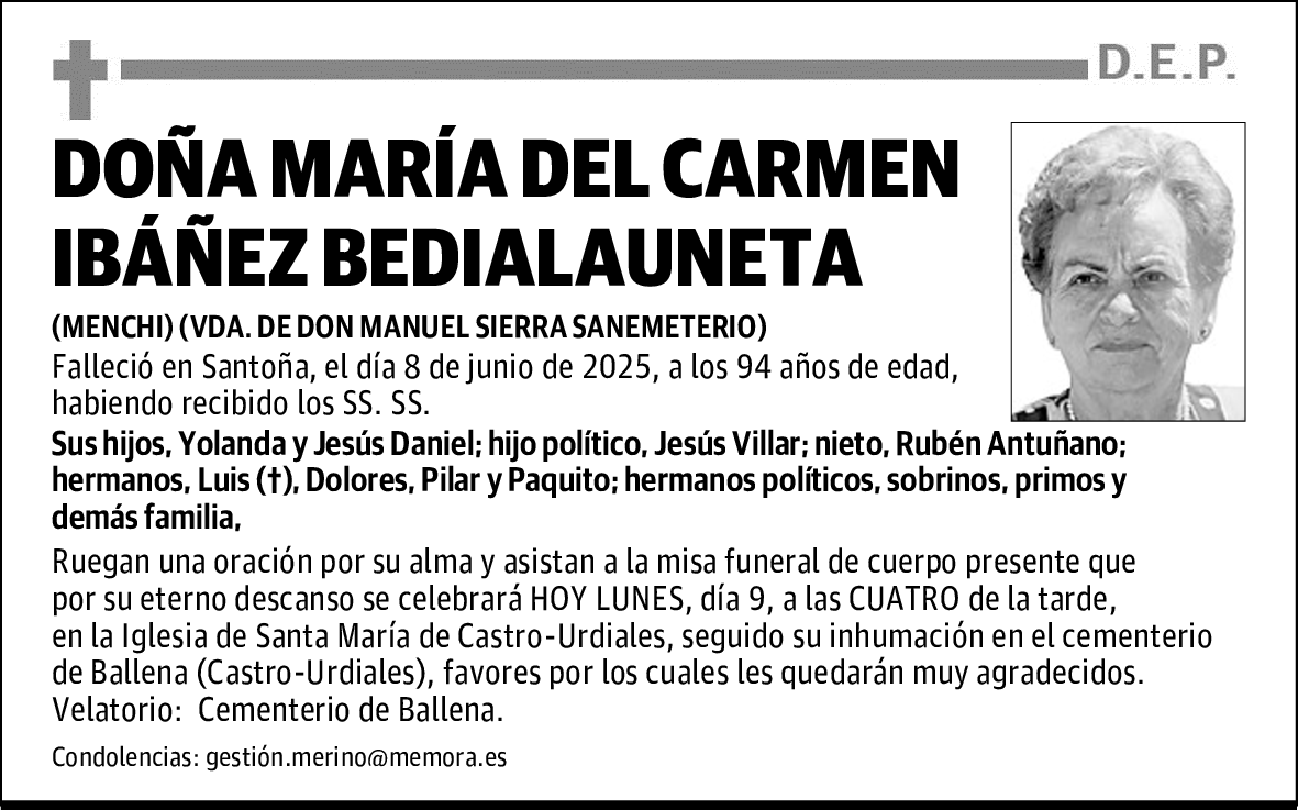 DOÑA MARÍA DEL CARMEN IBÁÑEZ BEDIALAUNETA