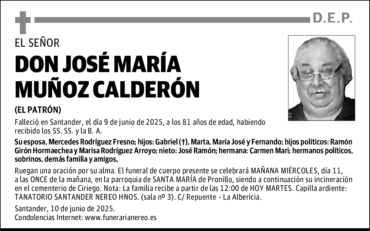 DON JOSÉ MARÍA MUÑOZ CALDERÓN
