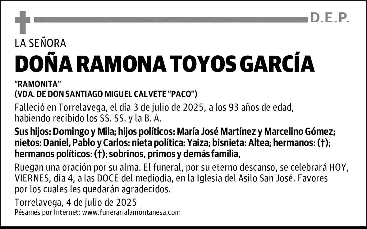 DOÑA RAMONA TOYOS GARCÍA
