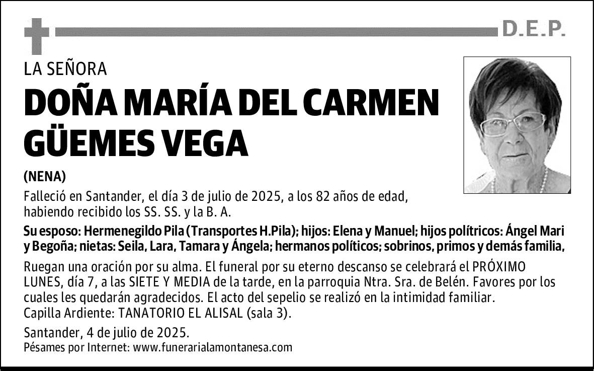 DOÑA MARÍA DEL CARMEN GÜEMES VEGA