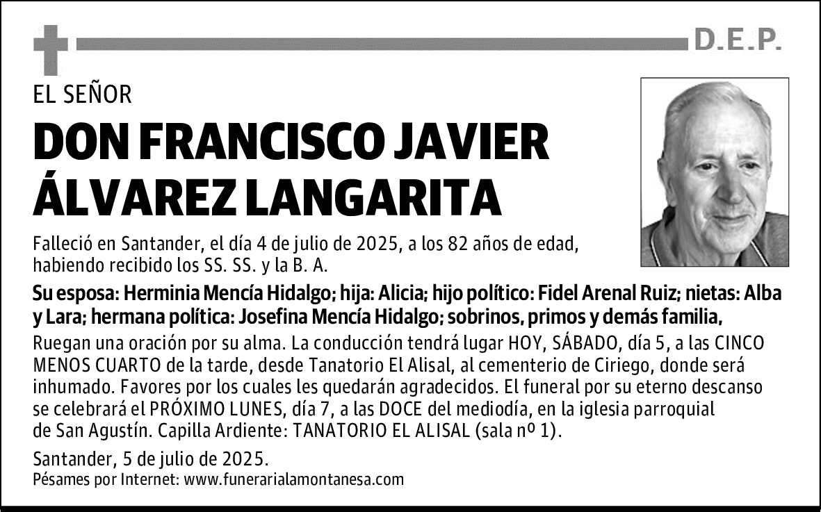 DON FRANCISCO JAVIER ÁLVAREZ LANGARITA